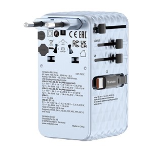 Universal Travel Adapter Verbatim Charge 70W 2C