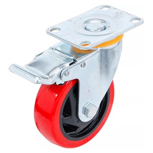 BGS Upravljivi kotač s kočnicom | crveno /crno | Ø 100 mm