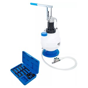 BGS Uređaj za punjenje ulja prijenosnika s ručnom crpkom | s povratnim sustavom | s 8 prilagodnika | 7 l