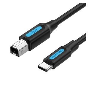 USB 2.0 printer cable, male type C to male B, 1 m
