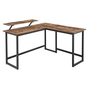 VASAGLE ALINRU Computer desk, L-shaped corner desk for monitor, rustic brown