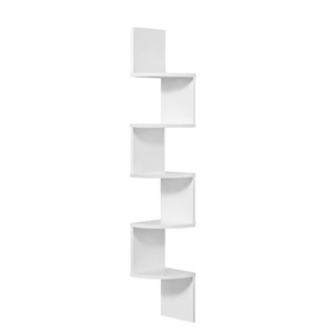 VASAGLE corner wall shelf, 5-tier, 20 × 20 × 127.5 cm, matte white