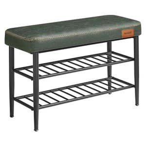VASAGLE EKHO shoe bench, faux leather, 135 kg load capacity, forest green, 30 x 80 x 50 cm