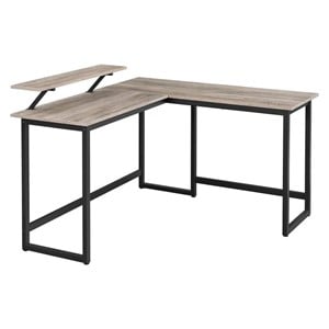 VASAGLE L-shaped computer desk in greige /black