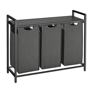 VASAGLE laundry basket with 3 compartments, black, BLH301G01