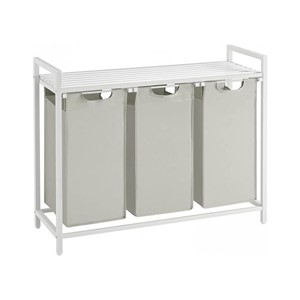 VASAGLE laundry basket with 3 compartments, white, BLH301W01