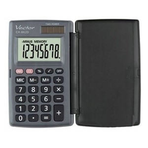 Vector KAV CH-862D pocket calculator with cover, grey