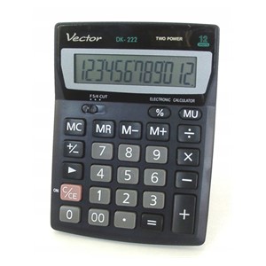 Vector KAV DK-222 office calculator, 12 digits, 103 x 137 mm, black