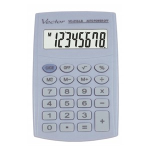 Vector KAV VC-210 LB pocket calculator, 8 digits, 64x98.5 mm, light blue