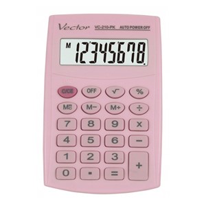 Vector KAV VC-210 PK pocket calculator, 8 digits, 64x98.5 mm, light pink