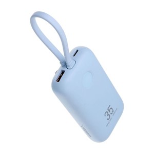 VEGER portable battery with built-in cables 10000 mAh, blue