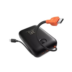 VEGER portable battery with built-in cables 30000 mAh, black