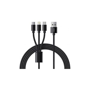 VEGER V303 braided cable 3-in-1 USB-A to USB-C /Lightning /MicroUSB, 1.5 m, black