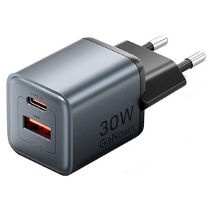 Vention 30W - charger with GaN technology, 1x USB-A, 1x USB-C (black)