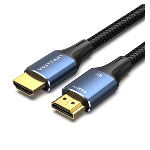 Vention Cotton Braided HDMI-A Male to Male HD Cable 8K 2M Blue Aluminum Alloy Type