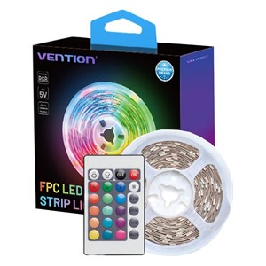 Vention RGB FPC LED strip with remote control, 5V, 5m