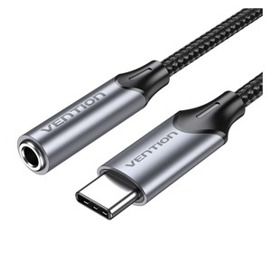 Vention USB-C Male to 3.5MM Earphone Jack With DAC Adapter 0.1M Gray Aluminum Alloy Type