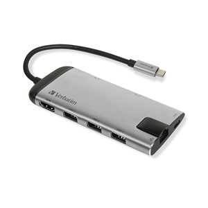 Verbatim 49142 laptop dock /port replicator USB 3.2 Gen 1 (3.1 Gen 1) Type-C Black, Silver