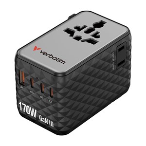 Verbatim Charge 'n' Travel 170W Universal Travel Adapter Black