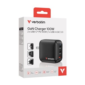 Verbatim GaN Charger 100W Universal Black AC Fast charging Indoor