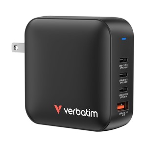 Verbatim Mini GaN Charger 165W 4 Port US plug with EU and UK adaptors