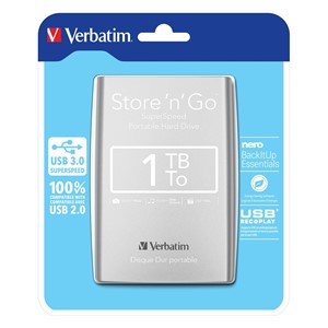 Verbatim Store 'n' Go USB 3.0 Portable Hard Drive 1TB Silver