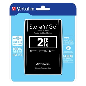 Verbatim Store 'n' Go USB 3.0 Portable Hard Drive 2TB Black