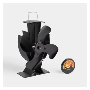 VonHaus fireplace fan with 4 arms and temperature gauge