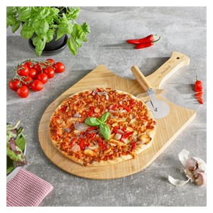 VonShef wooden pizza board with cutter