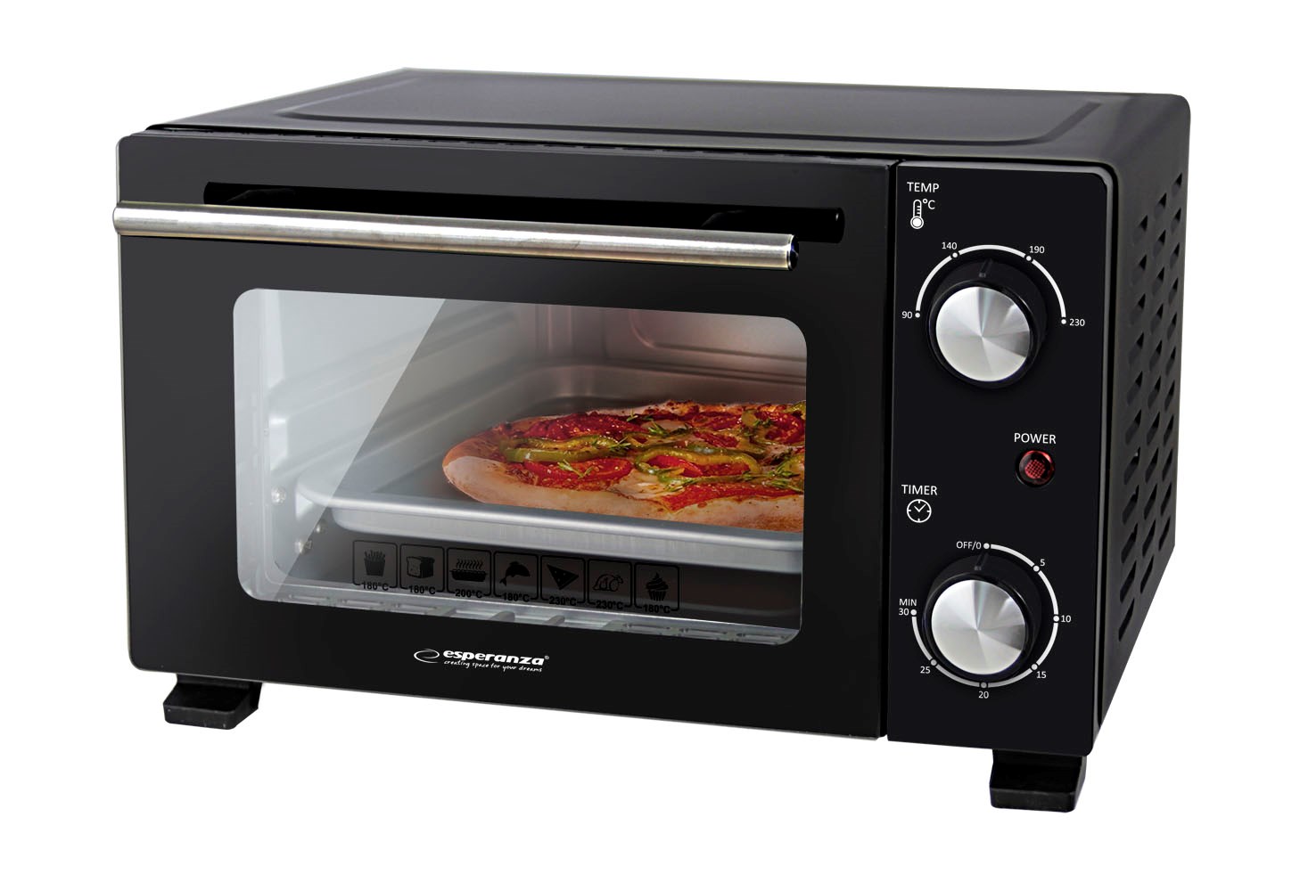 Esperanza EKO007N Mini Oven 10 l 800 W Black mini pećnica crne boje