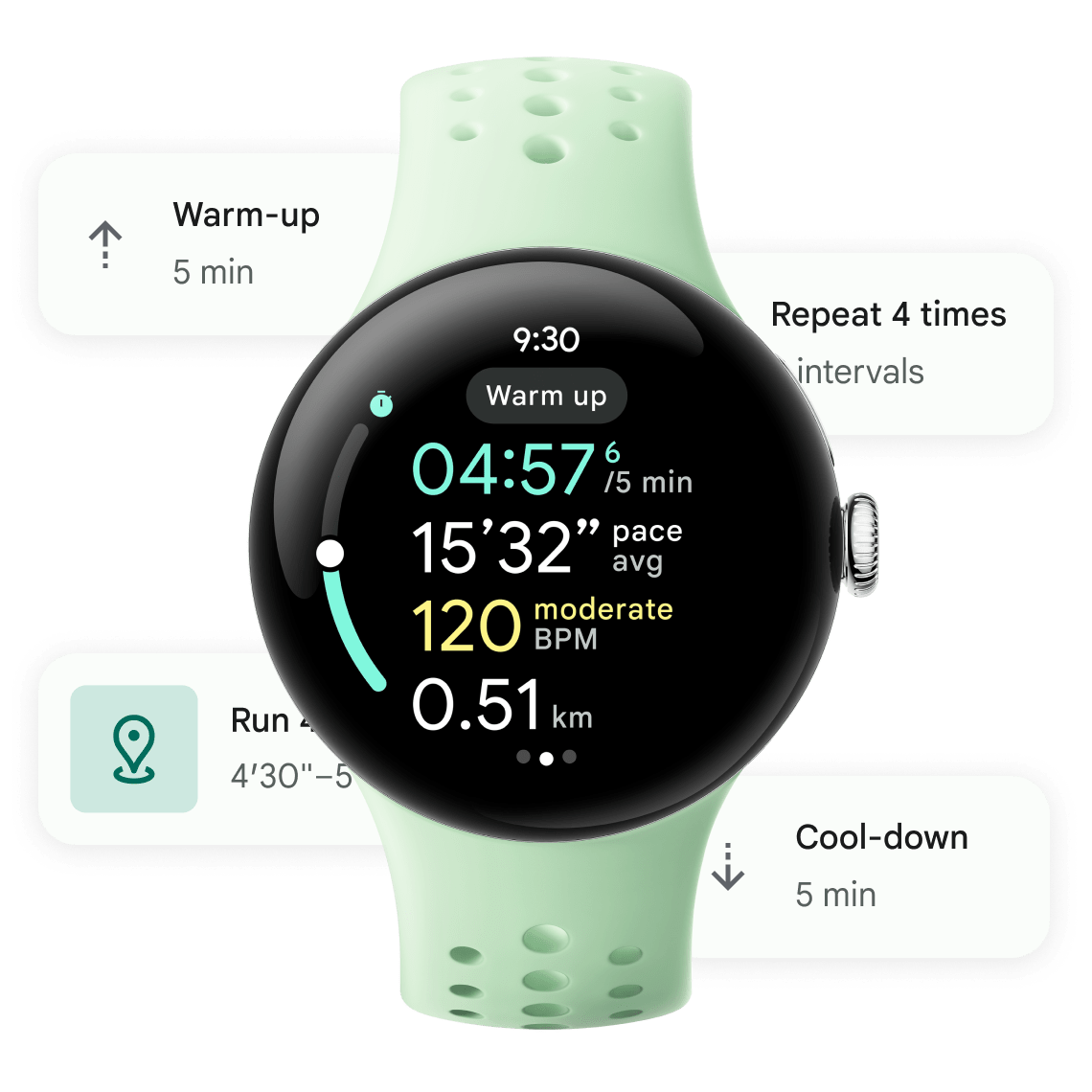 Google Pixel Watch 3 tijekom fitness praćenja