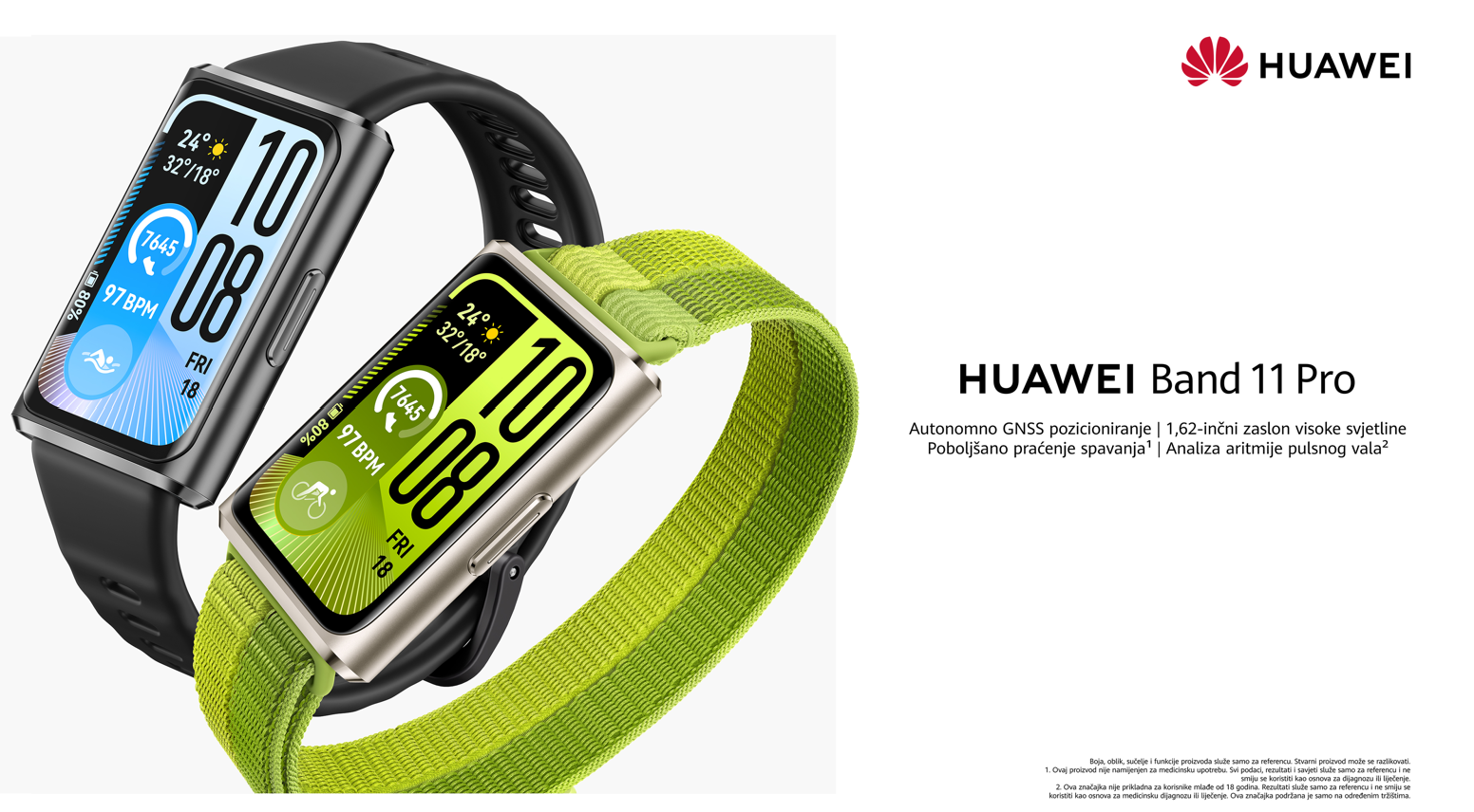 Huawei Band 11 Pro pametna narukvica crna i zelena verzija