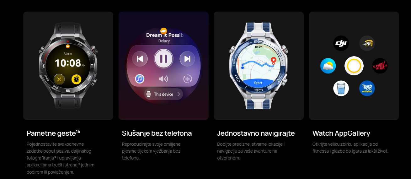 Pametne funkcije HUAWEI WATCH Ultimate 2 uključuju geste, glazbu, navigaciju i aplikacije