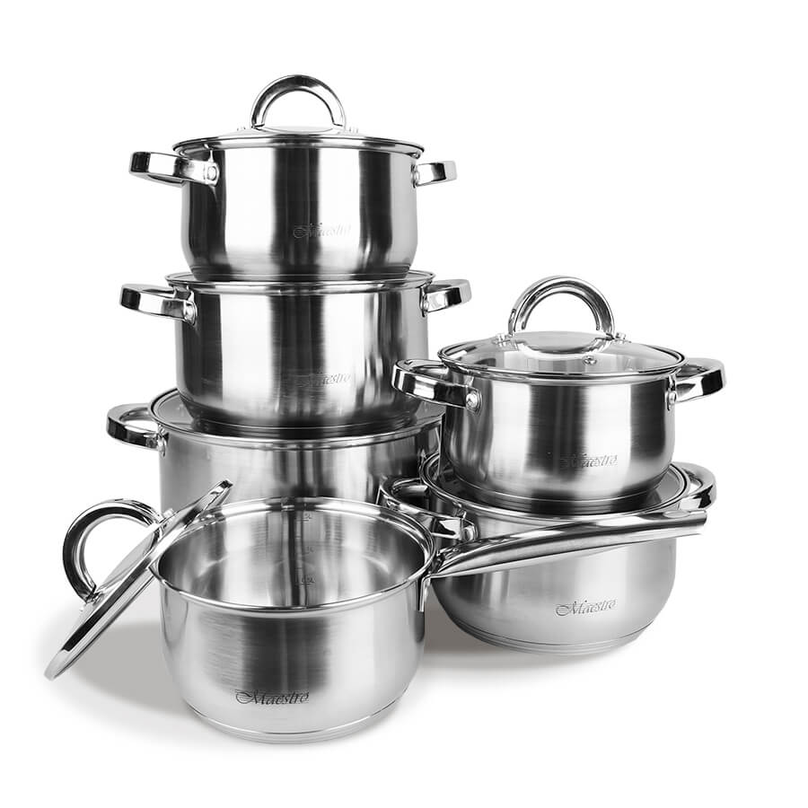 MAESTRO MR-2120-12 set posuđa 12 dijelova inox – komplet lonaca i poklopaca