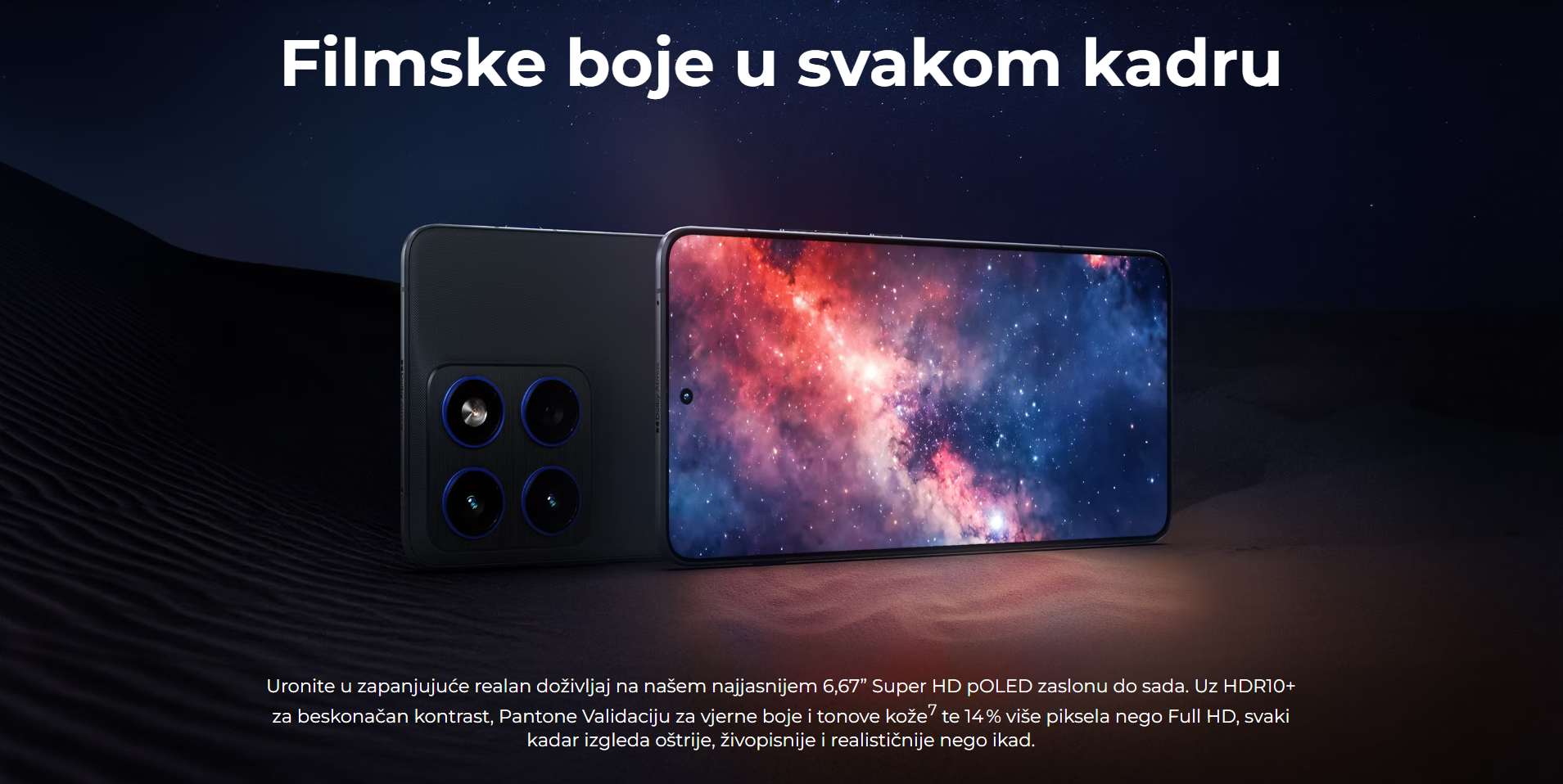 Detalj zaslona Motorola Edge 70 – 6,67 inča pOLED Super HD 120 Hz