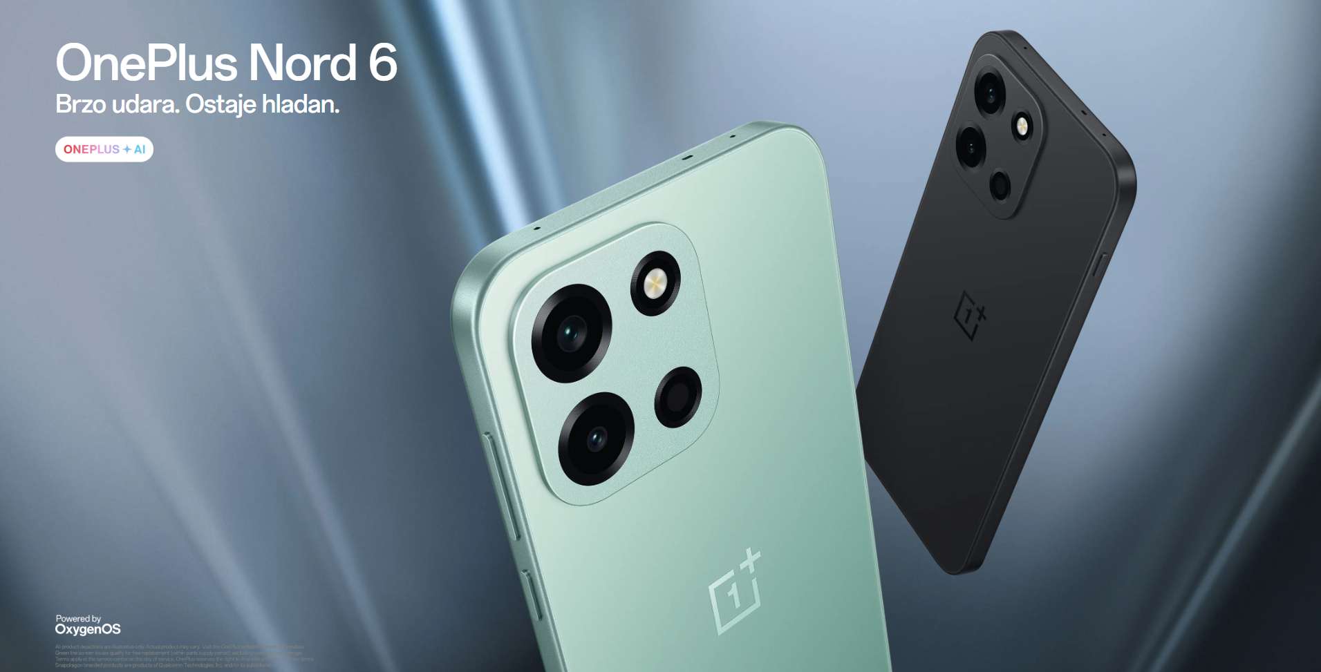 OnePlus Nord 6 pametni telefon prednja i stražnja strana