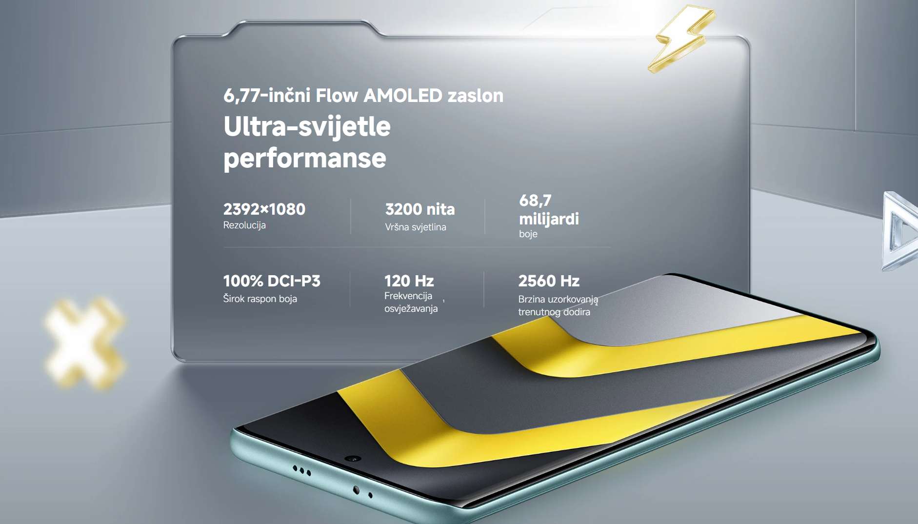 AMOLED zaslon Xiaomi POCO M8 5G detalj prikaza