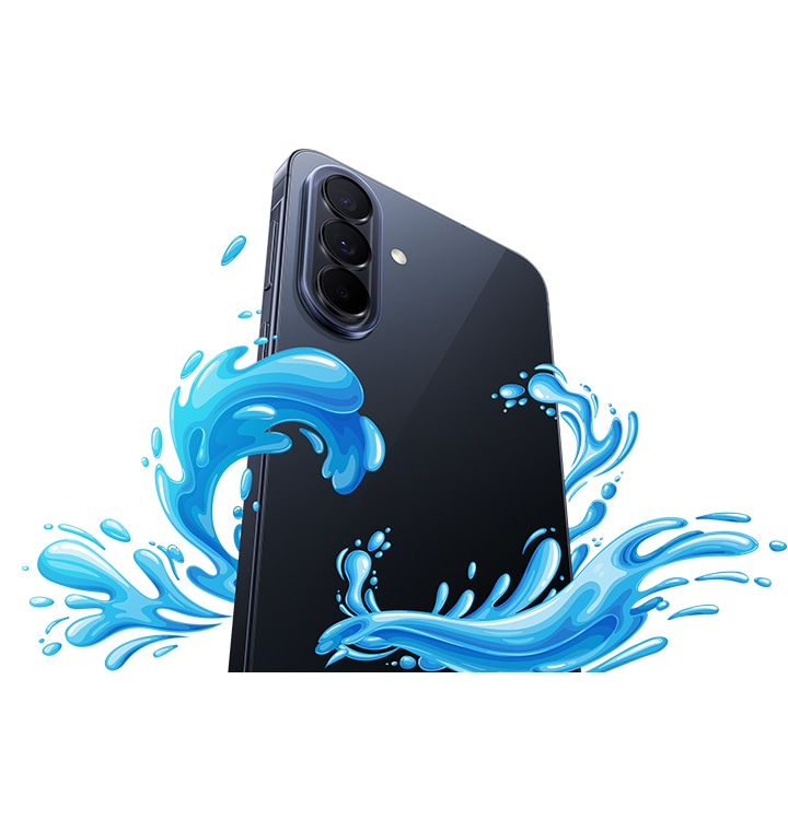 Samsung Galaxy A57 5G stražnja strana uz prikaz otpornosti na vodu