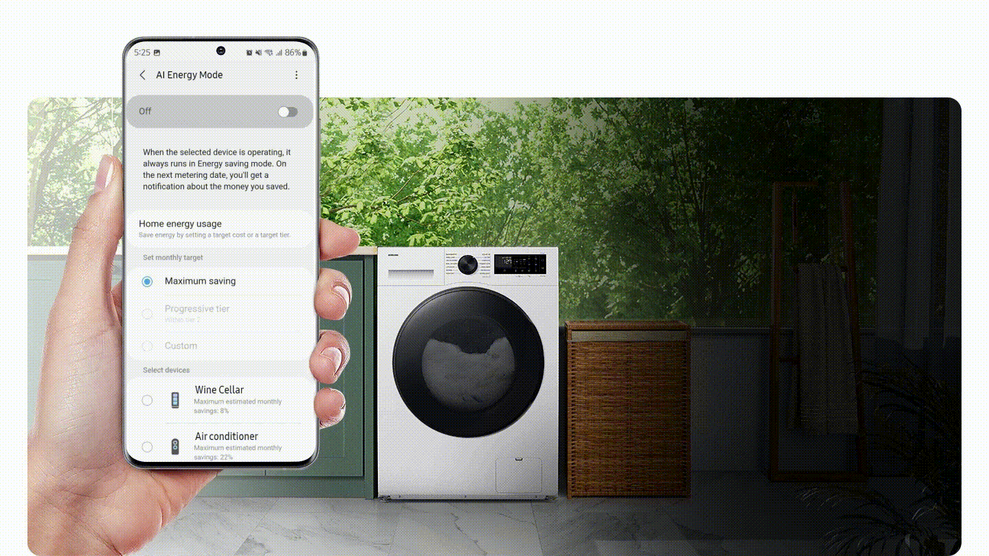 SmartThings upravljanje perilicom Samsung WD90DG5B15BHLE