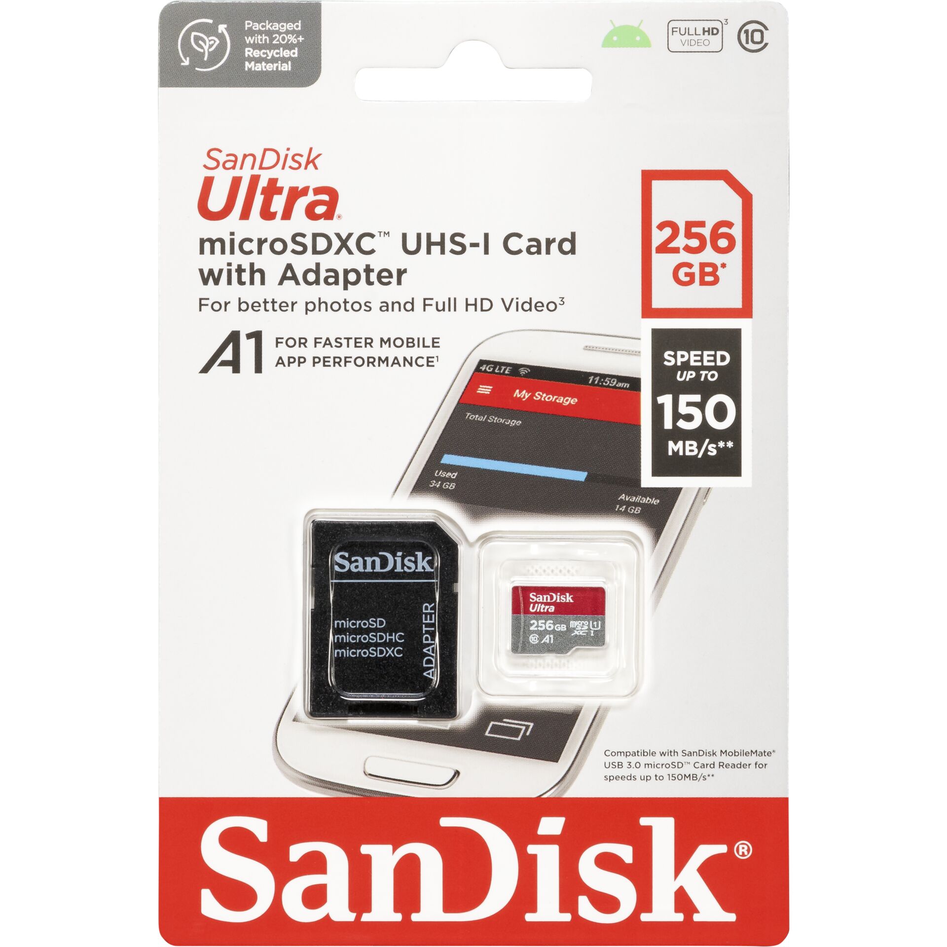 Pakiranje SanDisk Ultra microSDXC A1 256GB SDSQUAC-256G-GN6MA