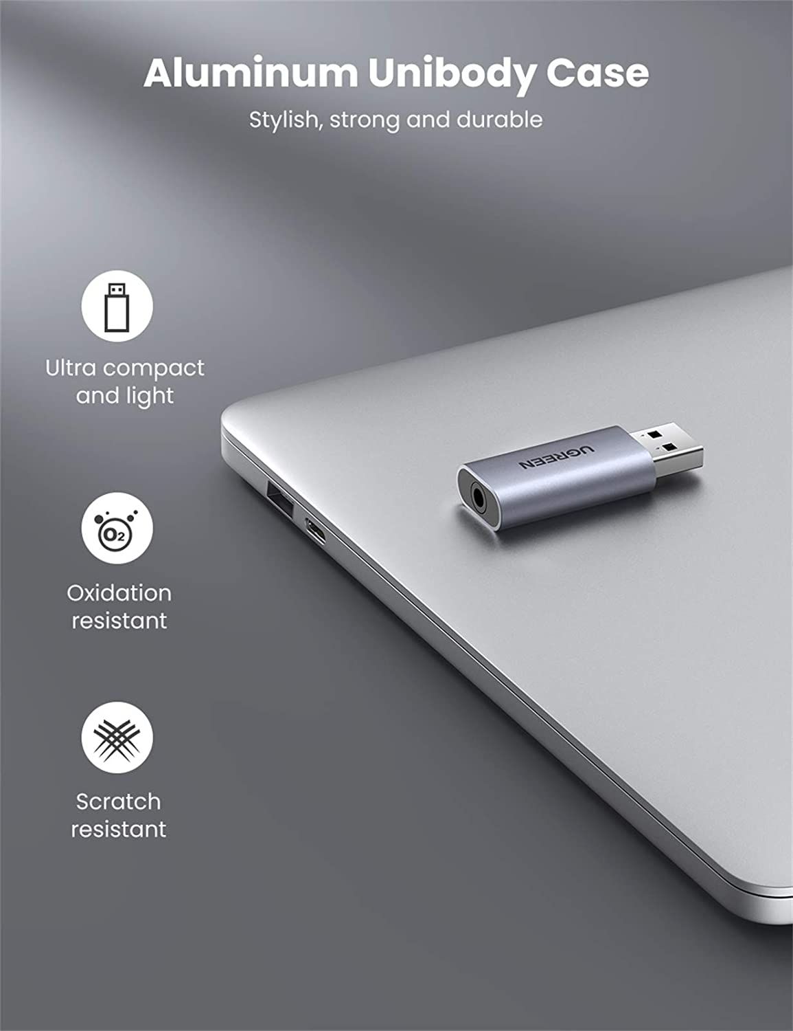 UGREEN USB vanjska zvučna kartica s aluminijskim kućištem
