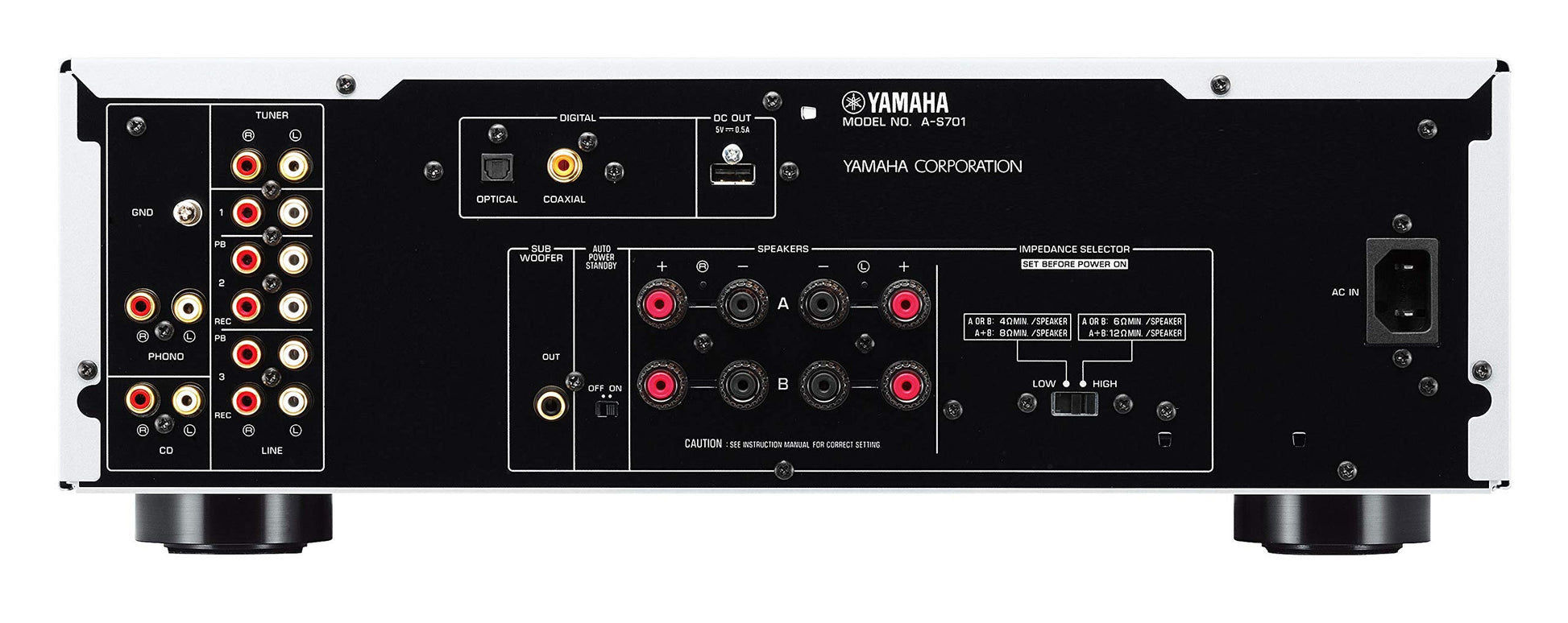 Detalj priključaka Yamaha A-S501 pojačala