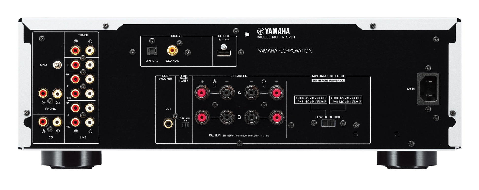 Detalj Yamaha A-S701 pojačala i kontrole