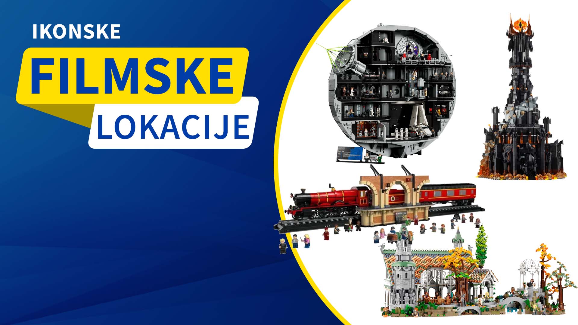 Lego setovi ikonskih filmova koji imaju veliku bazu fanova i gledatelja kao što su star wars, harry potter i lord of the rings.