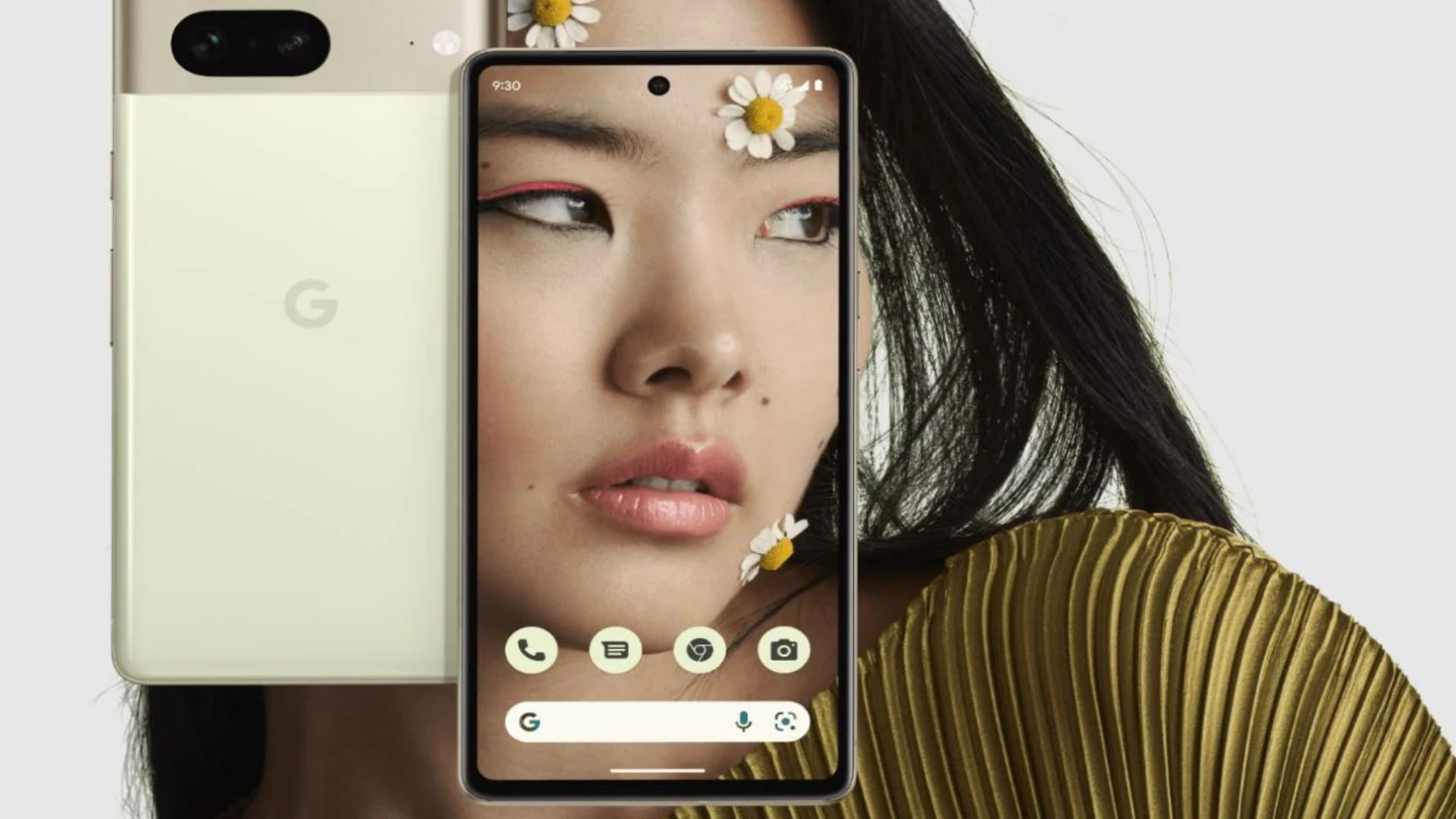 Google Pixel 7a kompaktni pametni telefon s karakterističnom horizontalnom trakom za kamere na stražnjoj strani.