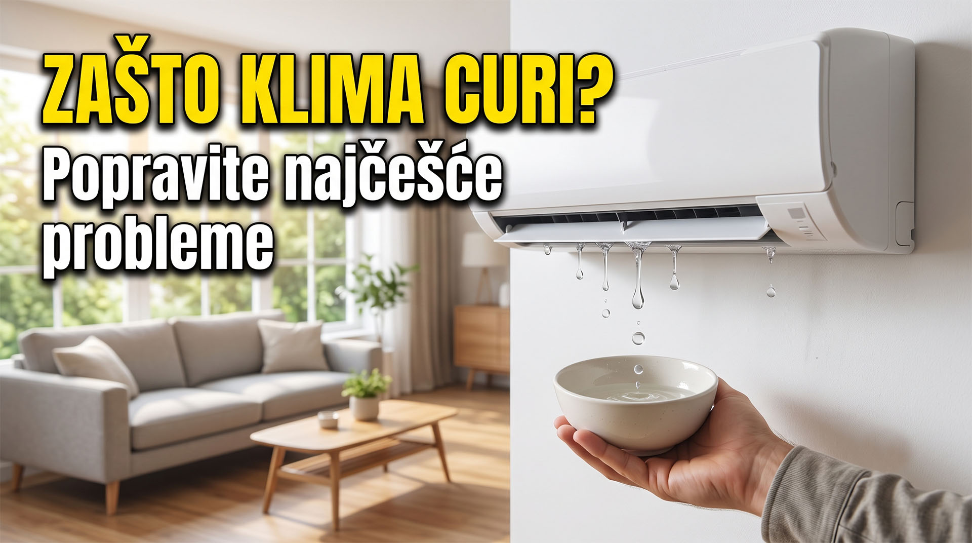 Curenje, miris i slabo hlađenje najčešći su problemi klima uređaja — i većina se rješava redovitim održavanjem. Unutarnja jedinica klima uređaja iz koje kaplje voda — najčešći problem klima uređaja ljeti