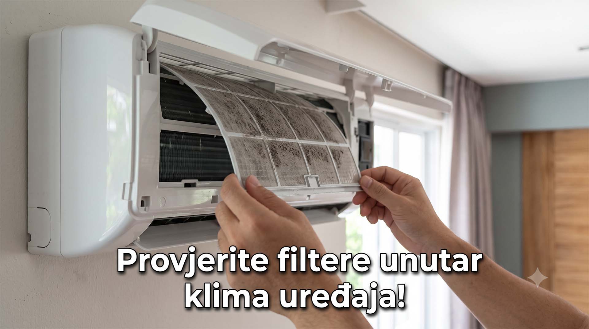 Vađenje prljavog filtera iz unutarnje jedinice klima uređaja radi čišćenja