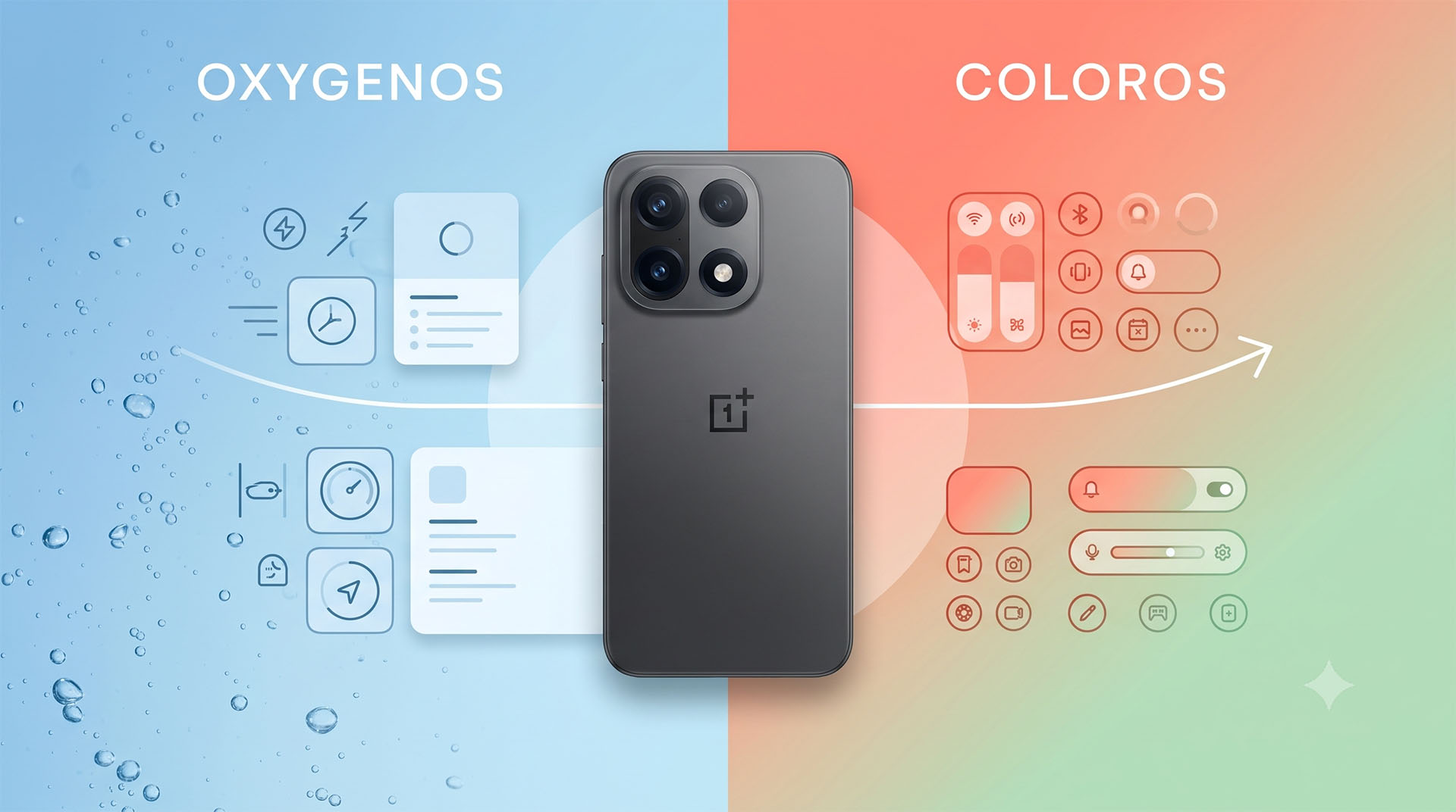 Prelazak s OxygenOS-a na ColorOS na OnePlus telefonu — usporedna grafika dvaju Android sučelja
